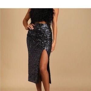 Elegant Black Sequin Skirt